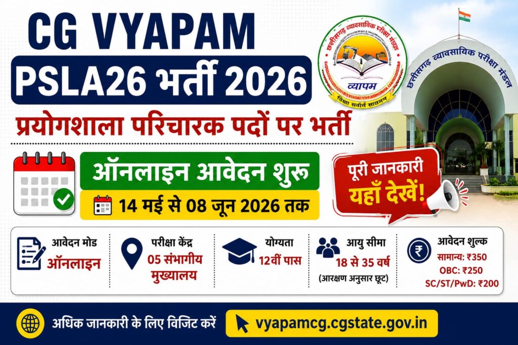 CG Vyapam PSLA26 Recruitment 2026