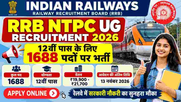 RRB NTPC Recruitment 2026, Railway Vacancy 2026, NTPC UG Vacancy, Railway Jobs, 12th Pass Government Jobs, RRB NTPC UG Apply Online